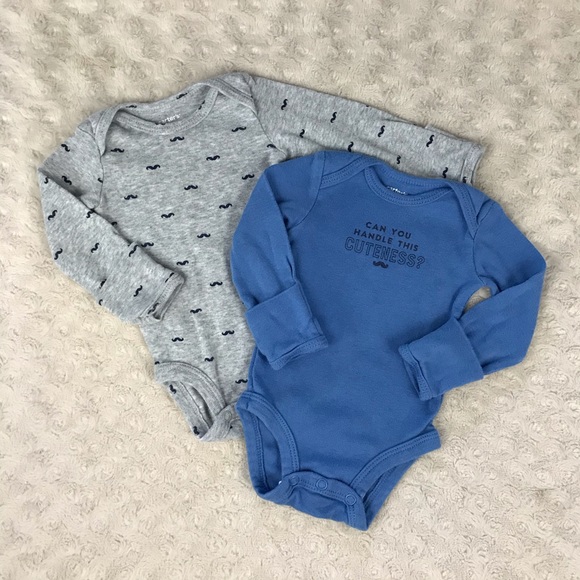 Carter’s Newborn Baby Boy Bodysuit Bundle Mustache - Picture 1 of 4